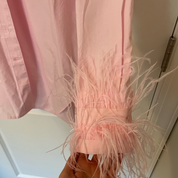 J Crew Collection Feather Trim Button Down Shirt - Picture 3 of 5